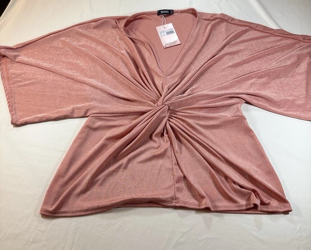 Missguided Pink Twist Front Dolman Sleeve Top Women’s US 18 NWT Plus Size
